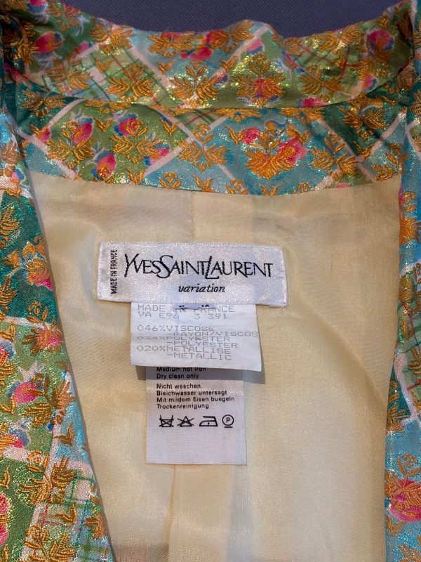 yves saint laurent vintage brocade double breasted jewel buttons jacket 1996