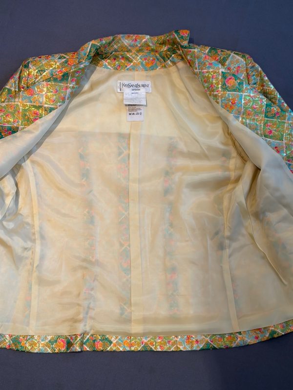 yves saint laurent vintage brocade double breasted jewel buttons jacket 1996