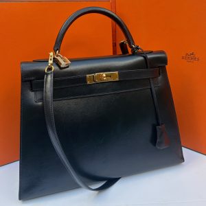 hermÈs kelly black box calf leather kelly 32 ghw 2006 w/box