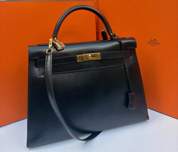 hermÈs kelly black box calf leather kelly 32 ghw 2006 w/box