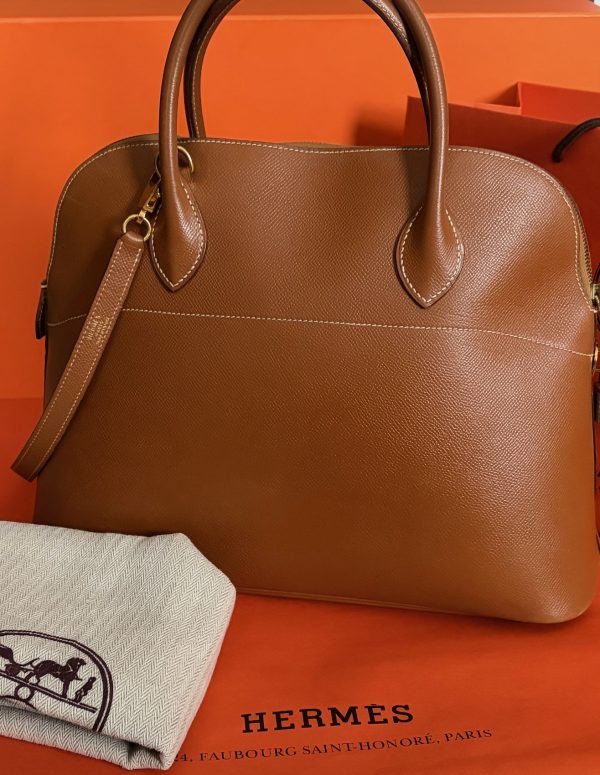 hermÈs bolide 1995 tan gold leather bag ghw vintage