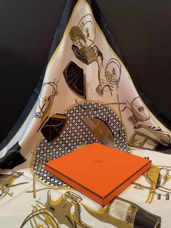 HERMÈS Silk Scarf Les Voitures à Transformation II by F. de la