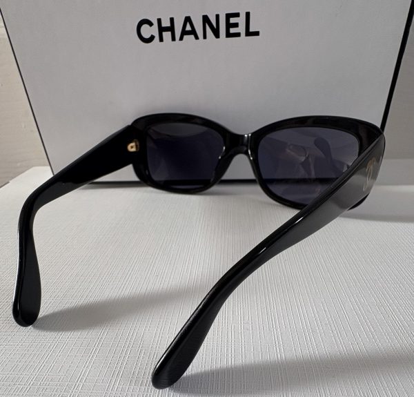 chanel sunglasses runway black gold cc logo c.1990s