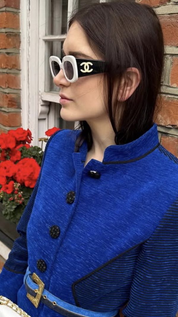 chanel sunglasses runway cat eyes white/black cc logo c.1990s