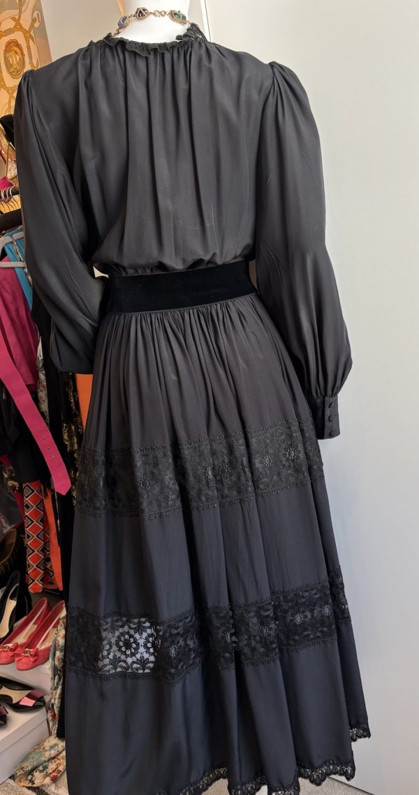 christian dior by marc bohan vintage black lace cocktail dress 1980s