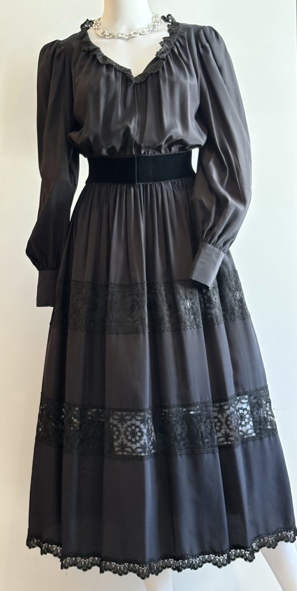 christian dior by marc bohan vintage black lace cocktail dress 1980s