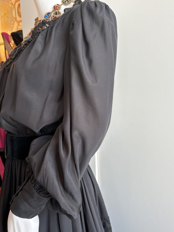christian dior by marc bohan vintage black lace cocktail dress 1980s