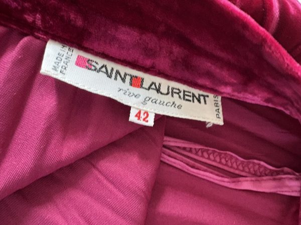 yves saint laurent vintage russian collection moire velvet skirt suit & gold metallic belt 1985