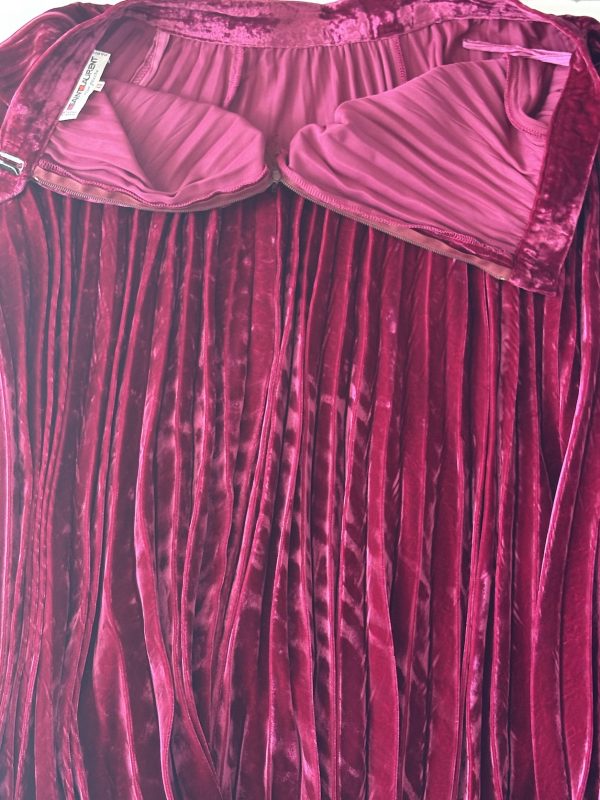 yves saint laurent vintage russian collection moire velvet skirt suit & gold metallic belt 1985