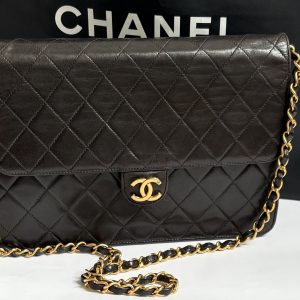 chanel 1994 classic timeless quilted vintage flap bag choc brown 24k ghw
