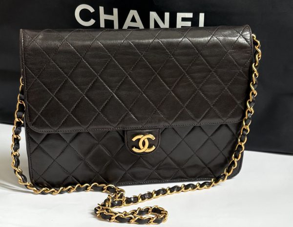chanel 1994 classic timeless quilted vintage flap bag choc brown 24k ghw