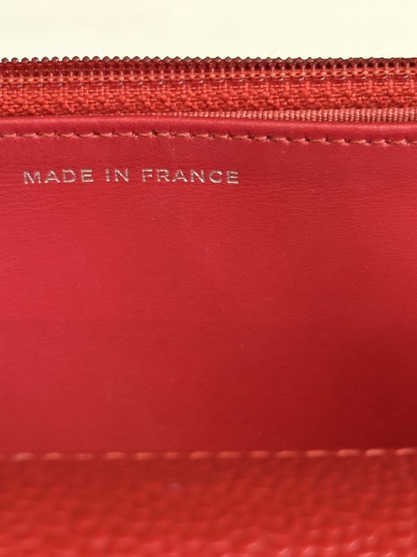 chanel red quilted caviar wallet on chain classic woc bag c.2015