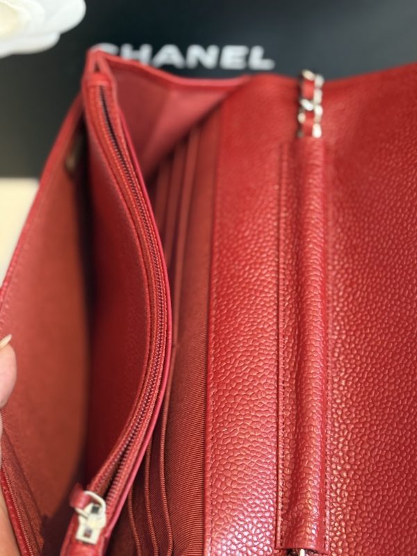 chanel red quilted caviar wallet on chain classic woc bag c.2015
