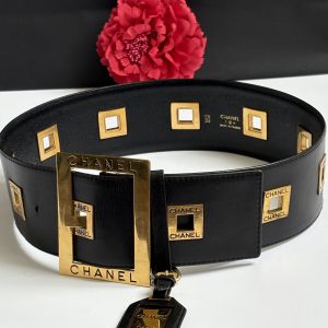 chanel vintage black & gold logo belt rare runway collection fall/winter 1992 1993