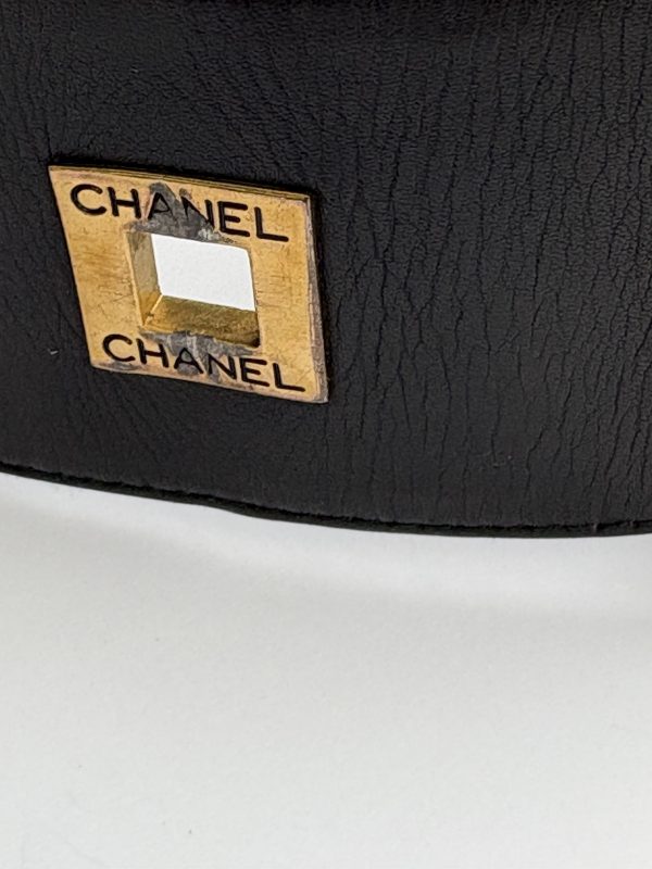 chanel vintage black & gold logo belt rare runway collection fall/winter 1992 1993