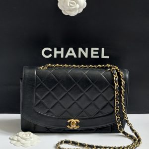 chanel vintage diana navy shoulder flap bag c.1991 1994