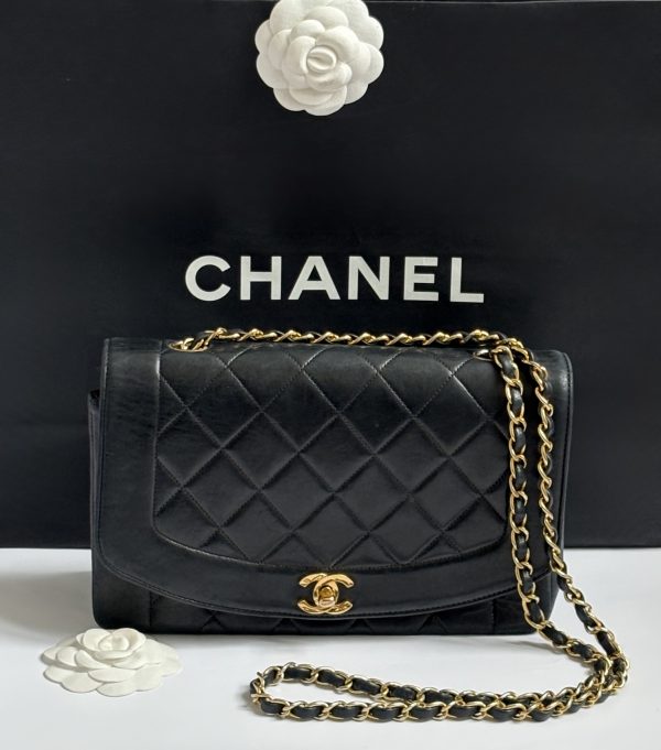 chanel vintage diana navy shoulder flap bag c.1991 1994