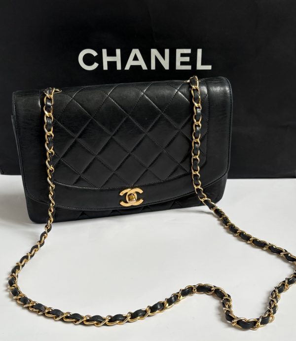 chanel vintage diana navy shoulder flap bag c.1991 1994