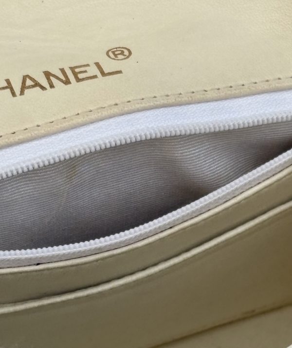 chanel vintage mini flap white classic lambskin quilted 24k c.1986 w/box