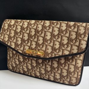 christian dior vintage cd logo monogram clutch c.1980s