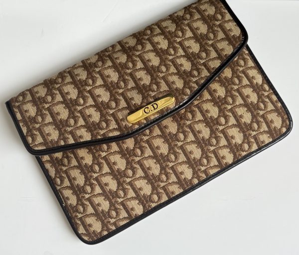 christian dior vintage cd logo monogram clutch c.1980s
