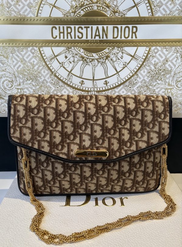 christian dior vintage cd logo monogram clutch bag c.1980s