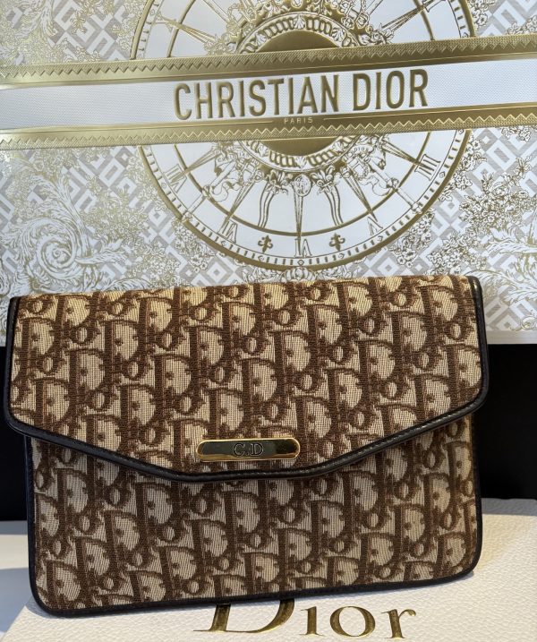christian dior vintage cd logo monogram clutch bag c.1980s