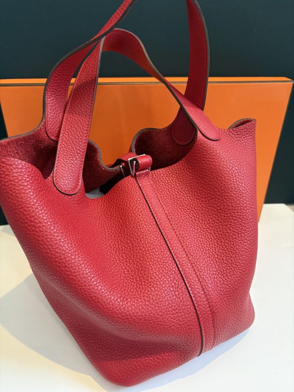 hermÈs picotin lock 22 togo leather rouge bucket bag