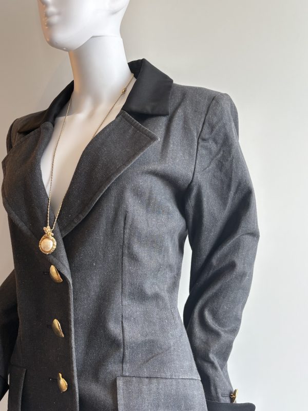 yves saint laurent vintage summer 1993 grey charcoal gold hearts jacket special edition