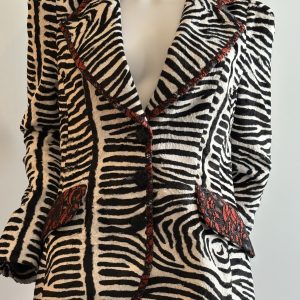 christian lacroix vintage black & white striped lace fitted blazer c.1999