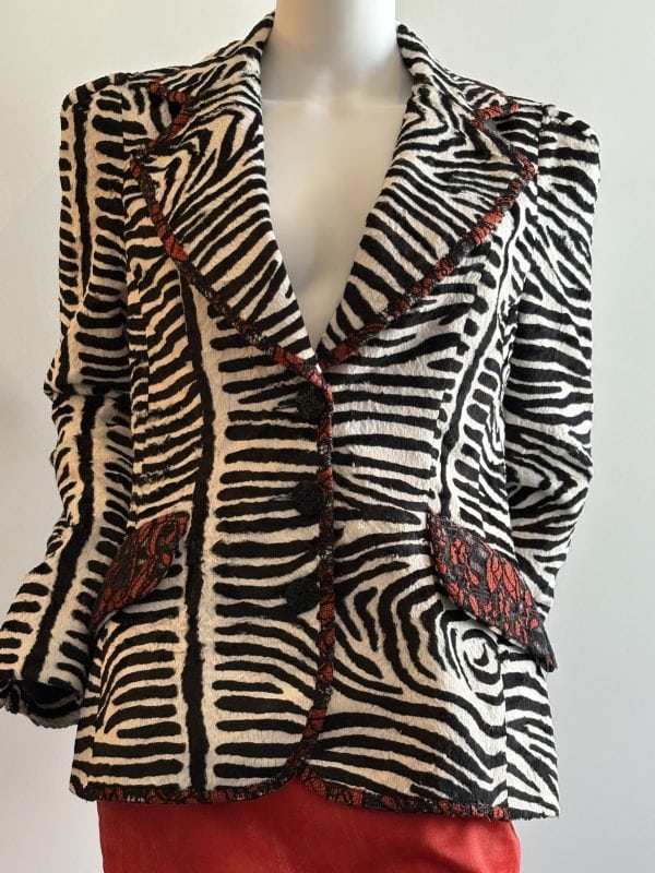 christian lacroix vintage black & white striped lace fitted blazer c.1999