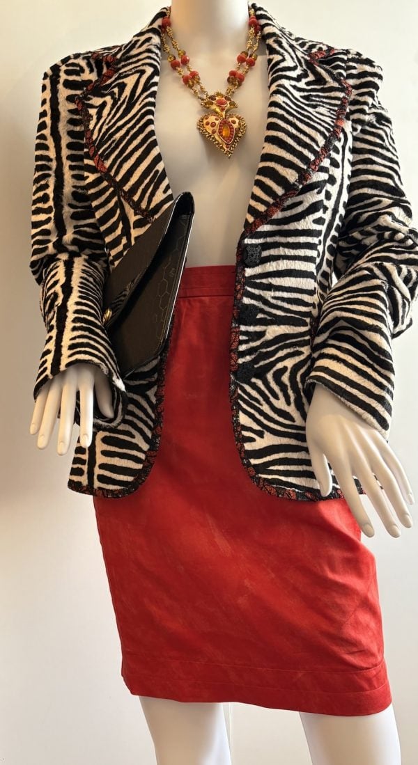 christian lacroix vintage black & white striped lace fitted blazer c.1999