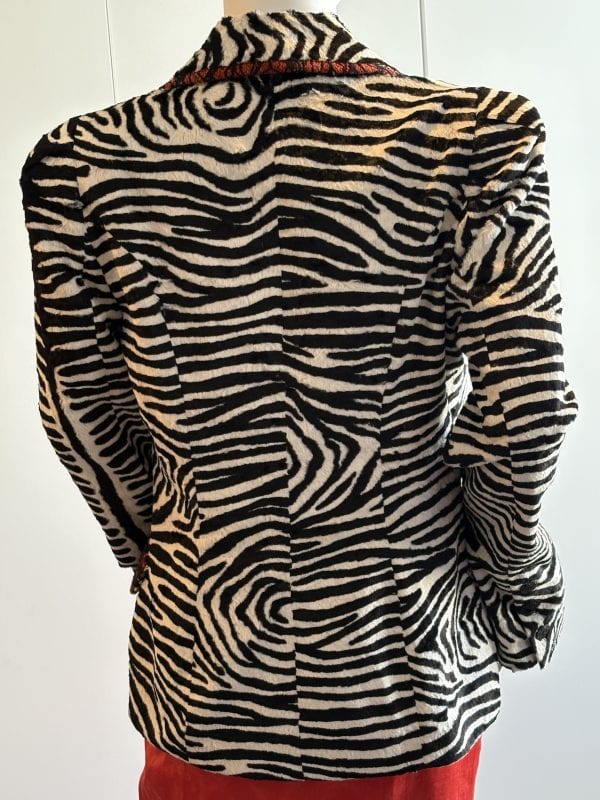 christian lacroix vintage black & white striped lace fitted blazer c.1999