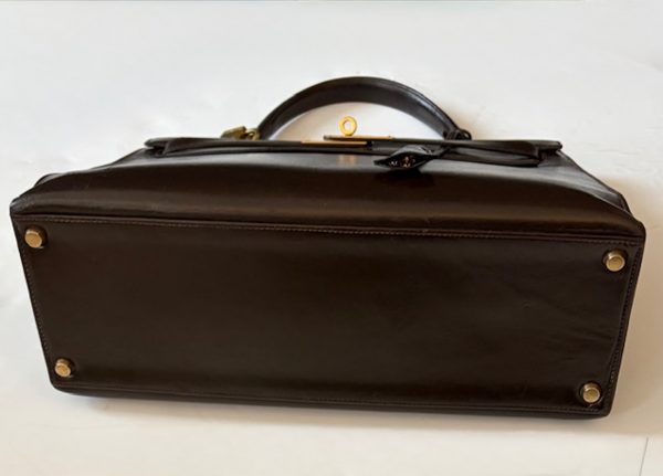 hermÈs 1951 iconic kelly 32 box leather retourné choc brown vintage ghw 24k
