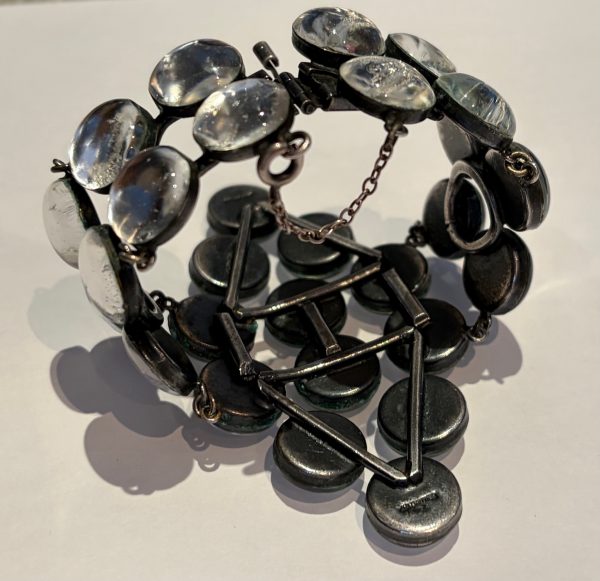 jacques gautier vintage necklace and geometric bracelet set glass & enamel c.1960 1970