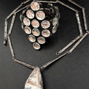 jacques gautier vintage necklace and geometric bracelet set glass & enamel c.1960 1970