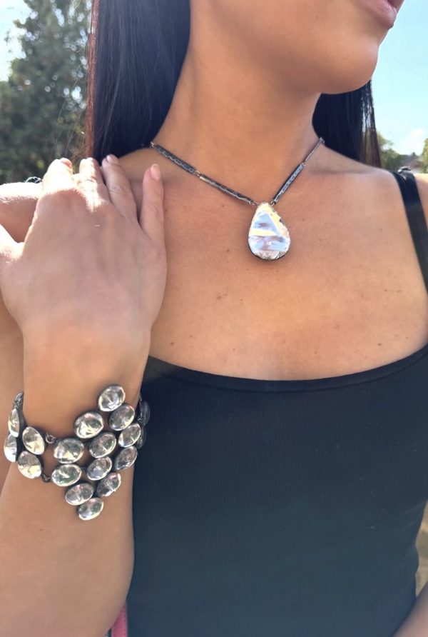 jacques gautier vintage necklace and geometric bracelet set glass & enamel c.1960 1970