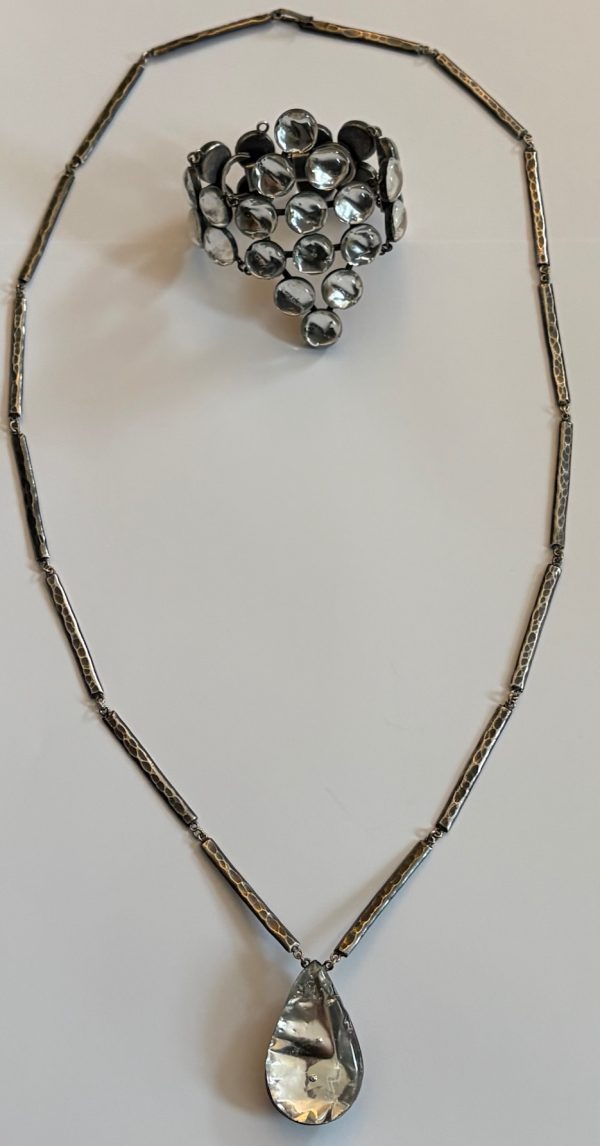 jacques gautier vintage necklace and geometric bracelet set glass & enamel c.1960 1970
