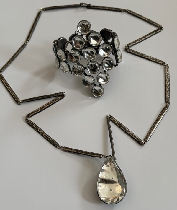jacques gautier vintage necklace and geometric bracelet set glass & enamel c.1960 1970