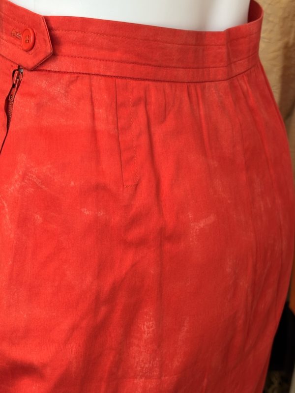 saint laurent rive gauche vintage fitted skirt red moire summer 1988