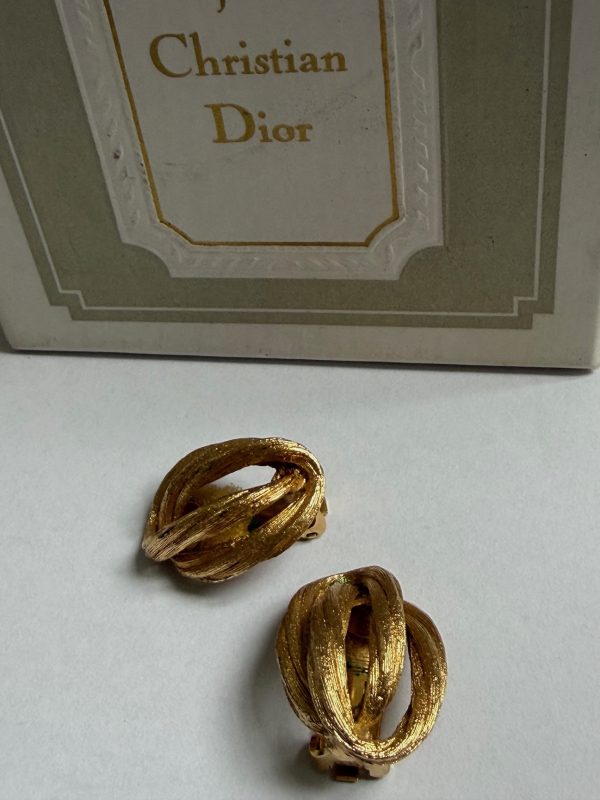 christian dior vintage rope knot twist earrings & brooch set 1973