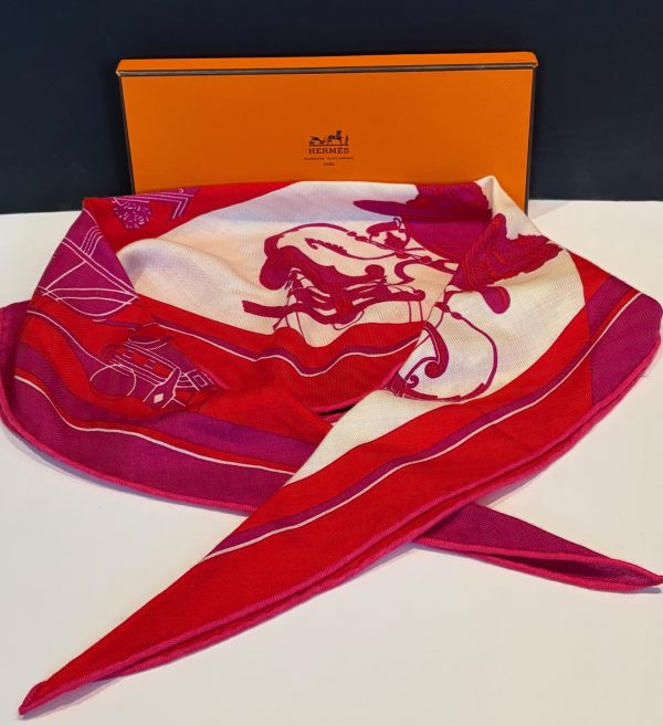 hermÈs cashmere losange scarf ex libris by hugo grygkar 2010 w/box
