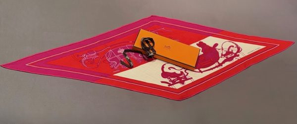 hermÈs cashmere losange scarf ex libris by hugo grygkar 2010 w/box
