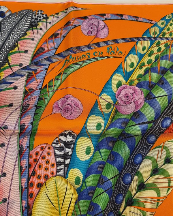 hermÈs silk scarf plumes en fete by aline honoré 2020 w/box