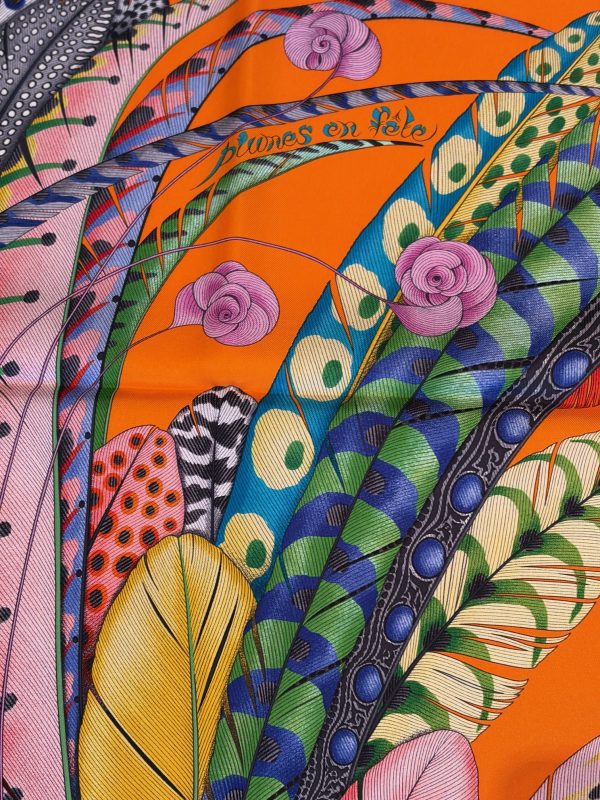 hermÈs silk scarf plumes en fete by aline honoré 2020 w/box