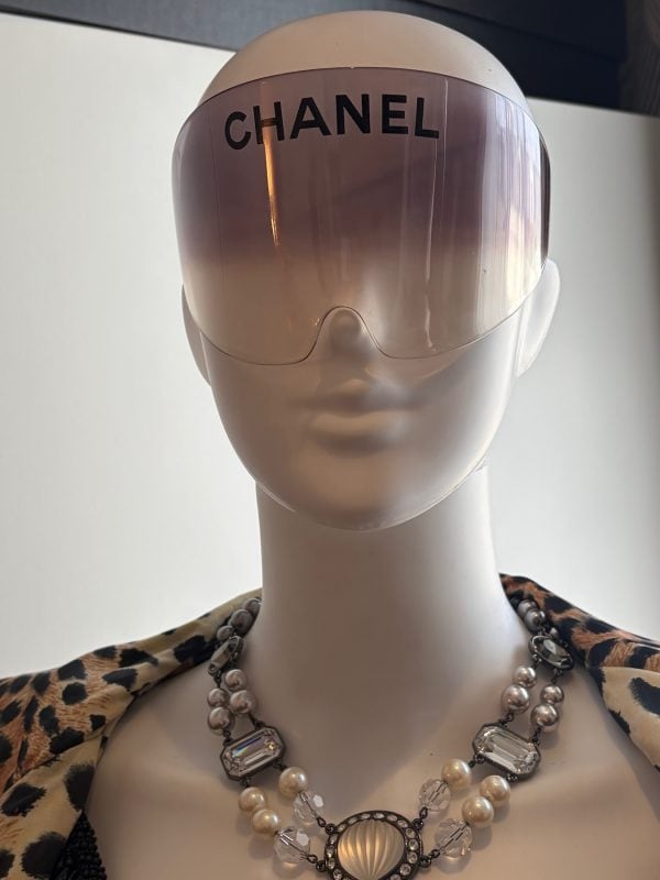 chanel vintage shield sunglasses oversized sporty runway prototype c.1990s
