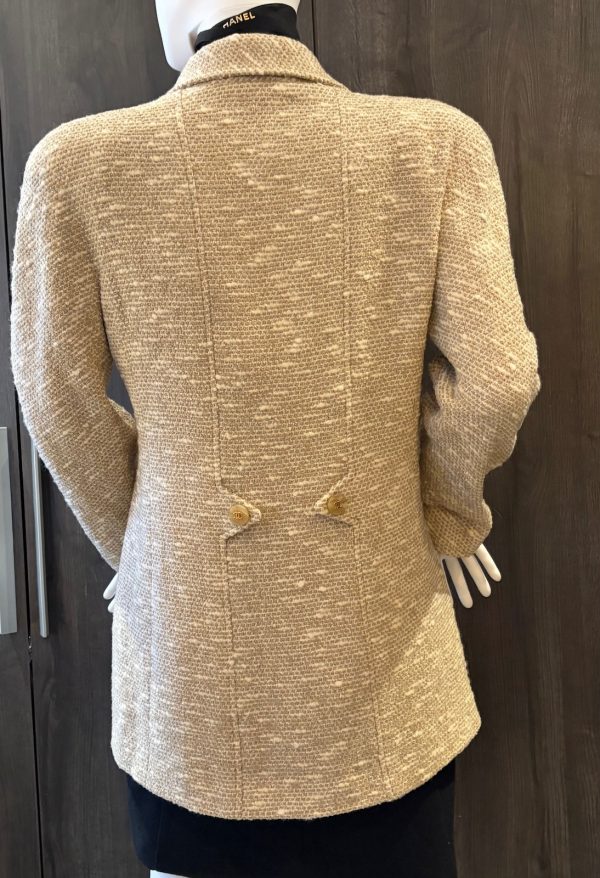 chanel by karl lagerfeld vintage tweed boucle cream cc logo jacket fall 1996