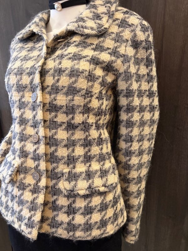 chanel by karl lagerfeld vintage tweed checked jacket fall 1998