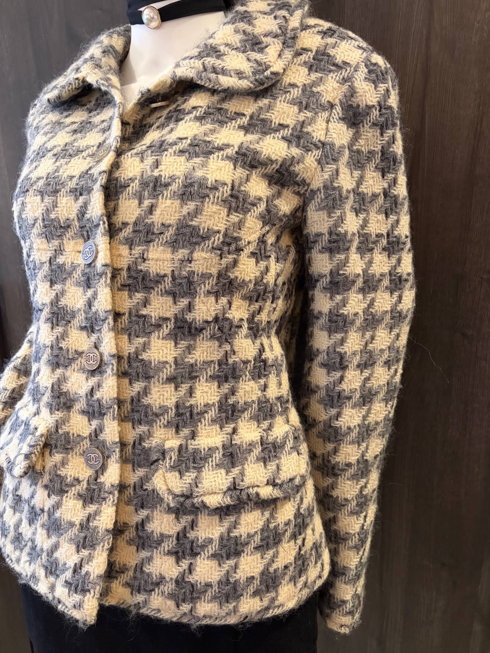 chanel by karl lagerfeld vintage tweed checked jacket fall 1998