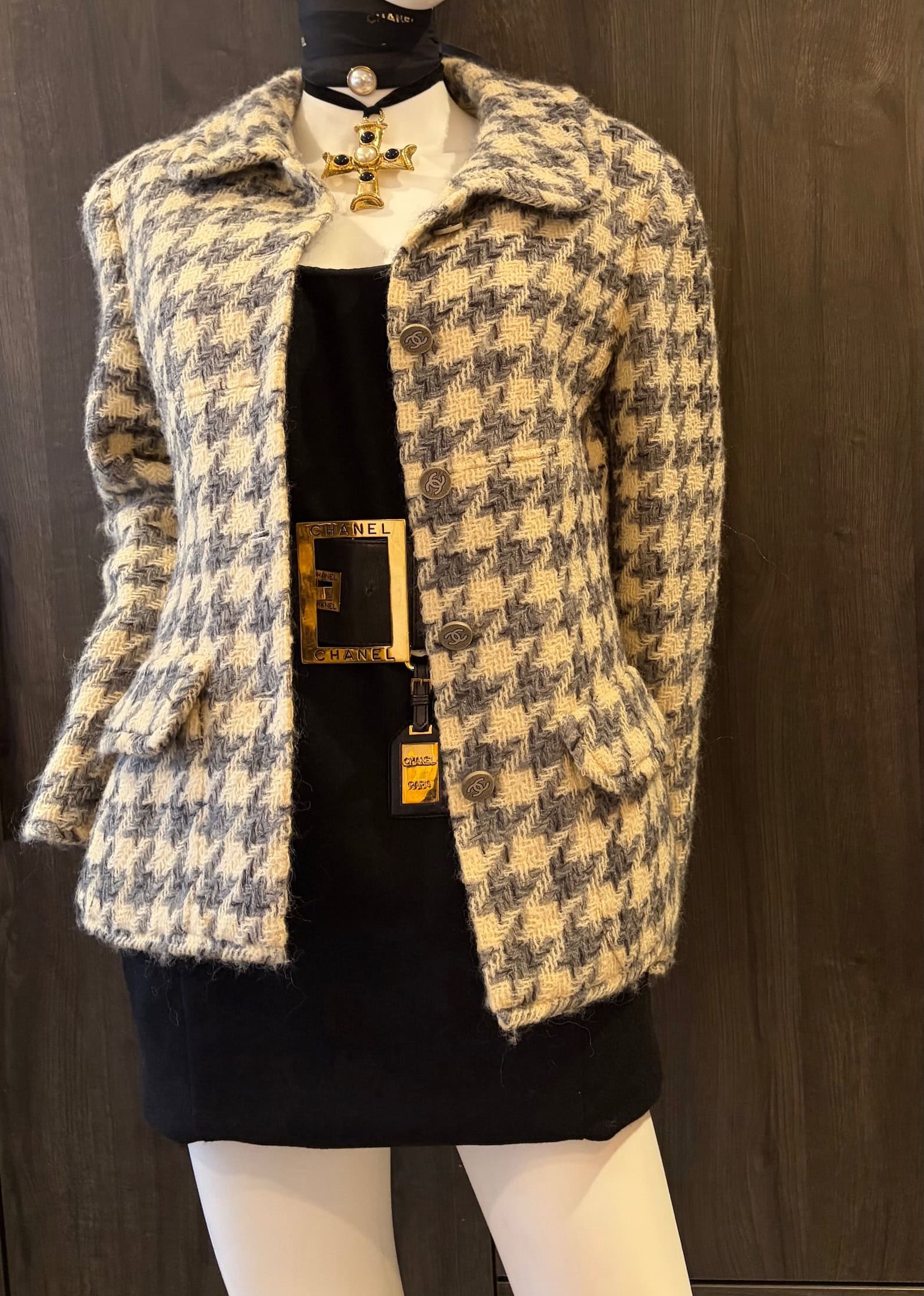 chanel by karl lagerfeld vintage tweed checked jacket fall 1998